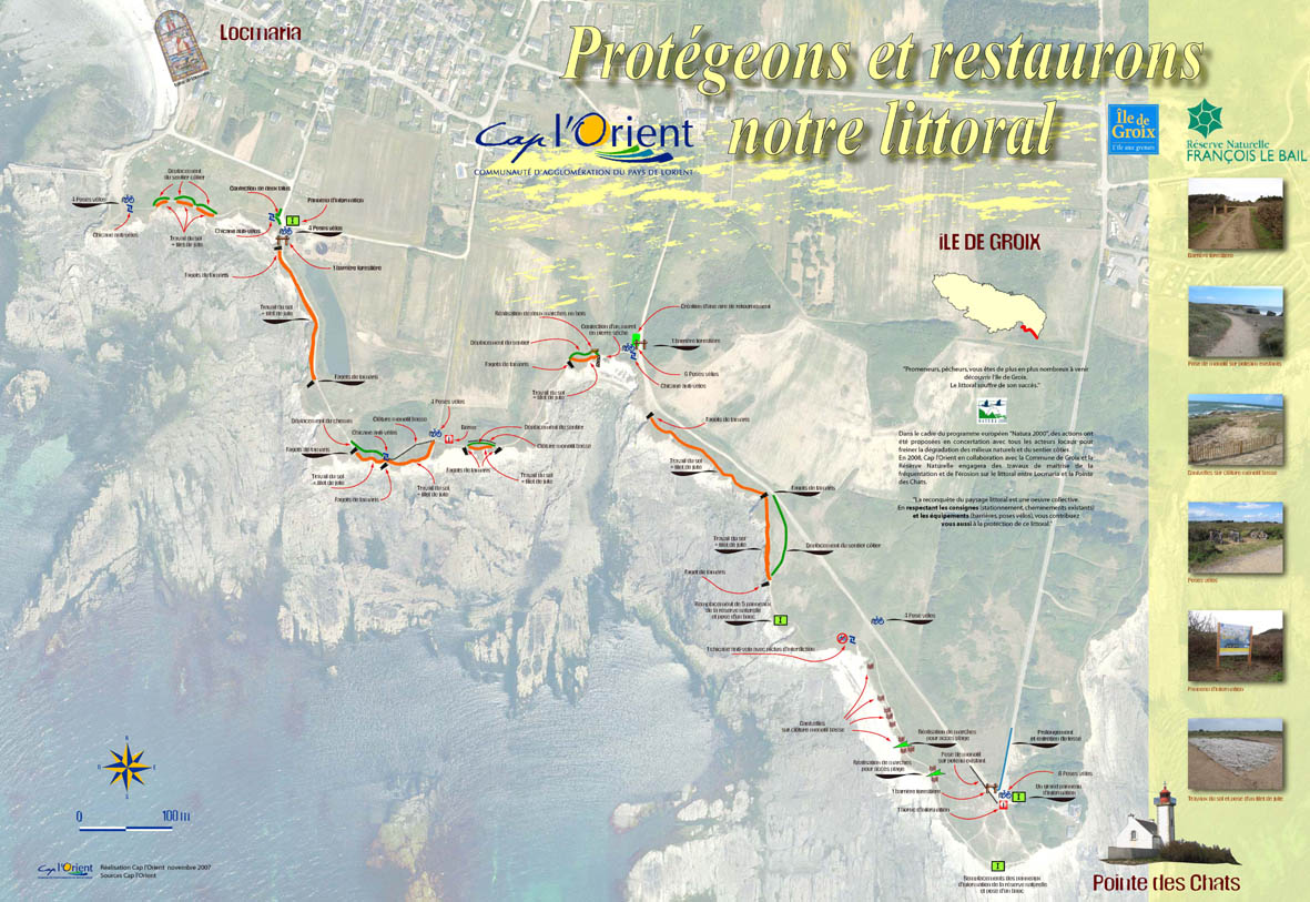 Carte des travaux entre Locmaria et la Pointe des Chats